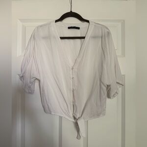 Abercrombie & Fitch White Tie-Front Blouse